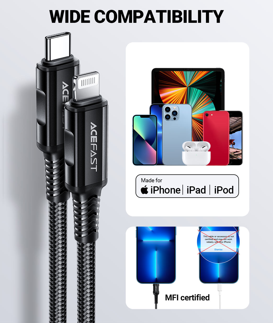 ACEGFAST Charging data cable C1-01 USB-C to Lightning