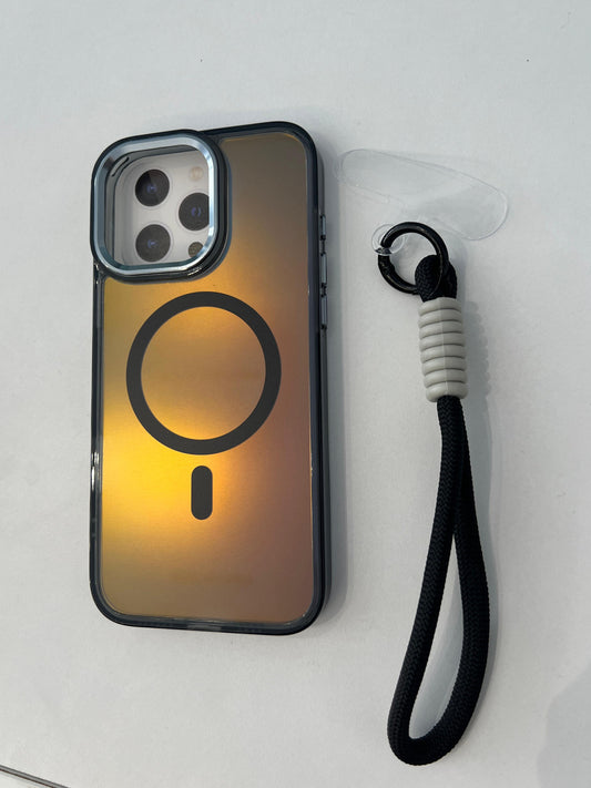 Blu wolf clear case with frame and hand strap / magsafe for iphone