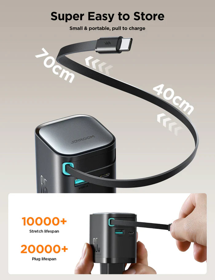 Joyroom Gan 65W Charger with Retractable Cable