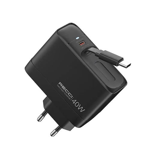 Recci Wall Charger 40W Stretchable Cable Rc102E for Iphone 17 Pro and 17 Pro max
